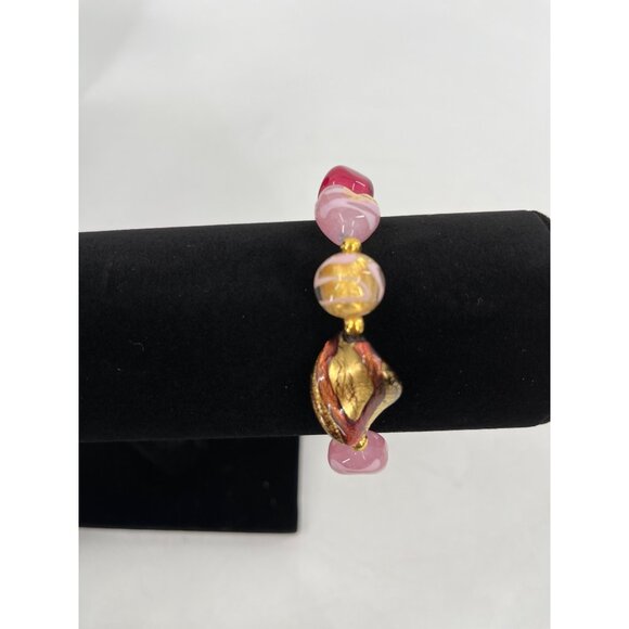 Stauer Rosa Murano Glass Beaded Necklace & Earrings Set With Gold Accents parure - Picture 7 of 16